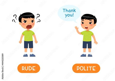 Rude And Polite Antonyms Word Card Opposites Concept Flashcard For