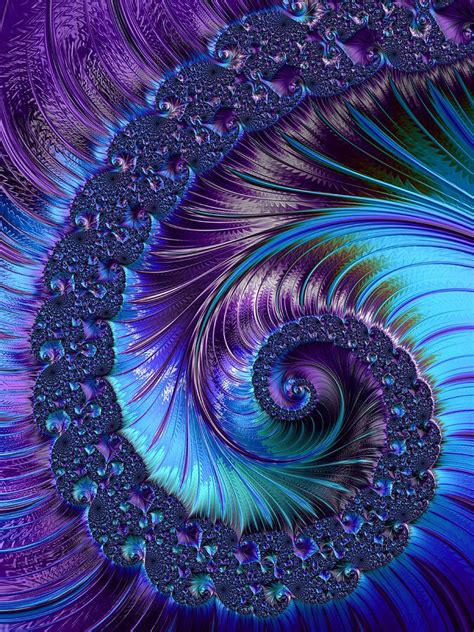 Spiral Digital Art A Spiralling Fractal Of Purple And Blue By Mo