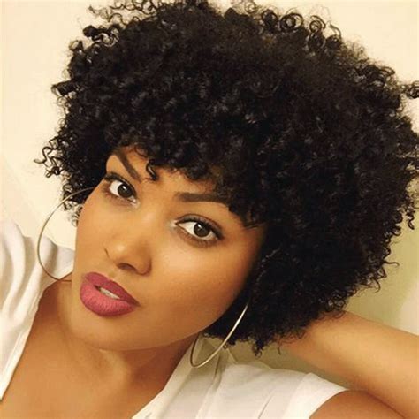 Short Black Afro Curly Wig Heat Resistant Wig Synthetic Short Hair Wigs
