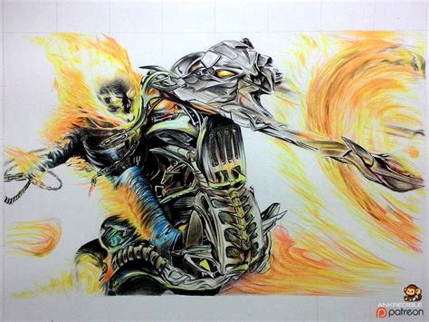 Ghost Rider Color Pencil Drawing By Ankredible On Deviantart