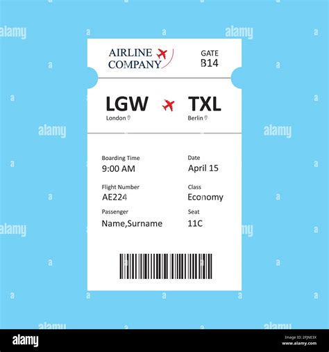 Airline Boarding Pass Ticket Template With Qr Code Flat Vector Illustration Stock Vector Image