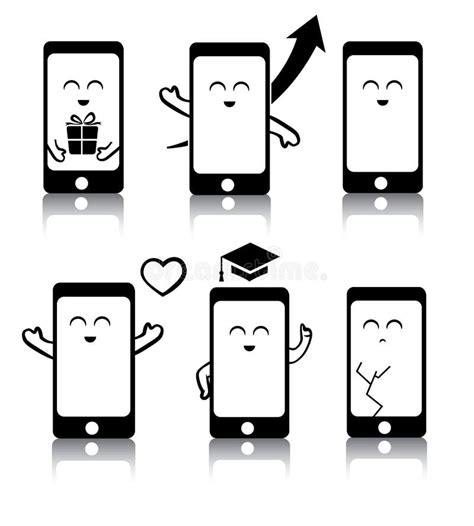 Simple Set Of Cute Phone Symbols Stock Vector Illustration Of