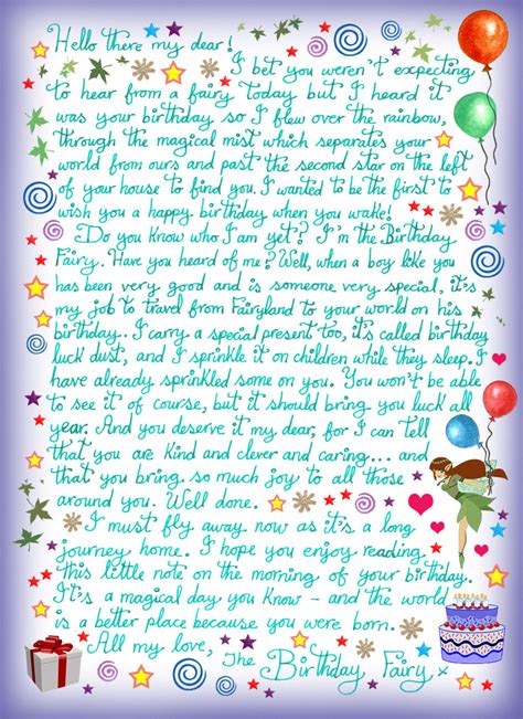 Birthday Fairy Letter For A Boy Rooftop Post Printables