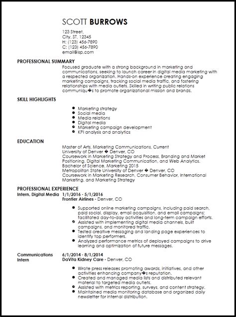 This free cv template for word is designed in a formal tone. Free Professional Internship Resume Examples | Resume-Now