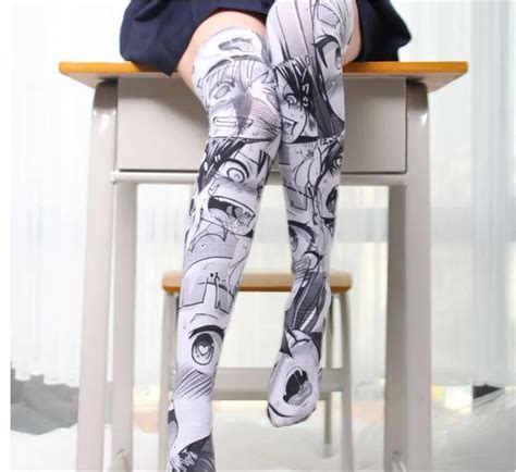 Anime Lovely Thigh High Sock Caricature Cartoon Figure Printing Stocking Cosplay Costumes