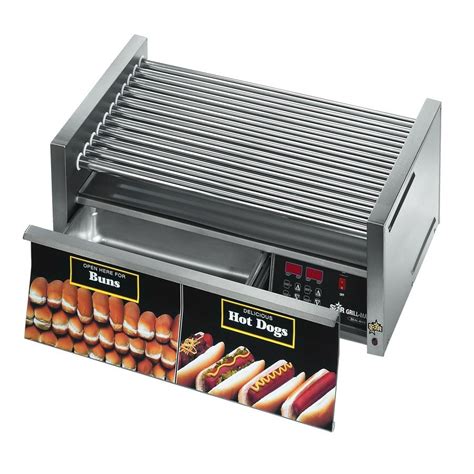 Star Grill Max 30cbde 30 Hot Dog Roller Grill With Bun Drawer
