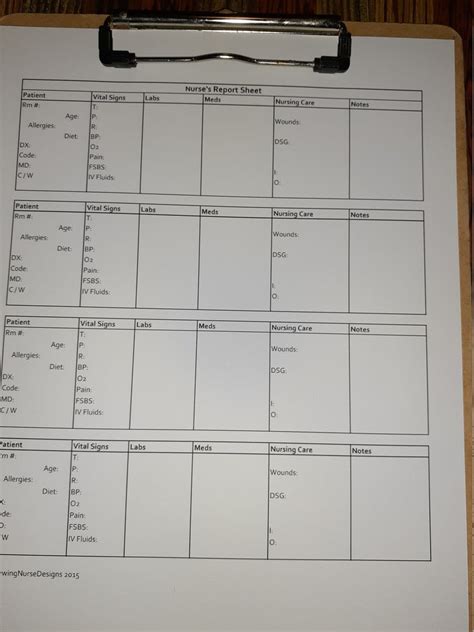 Nurse Report Sheet Clinical New Nurse Nurse Document | Etsy