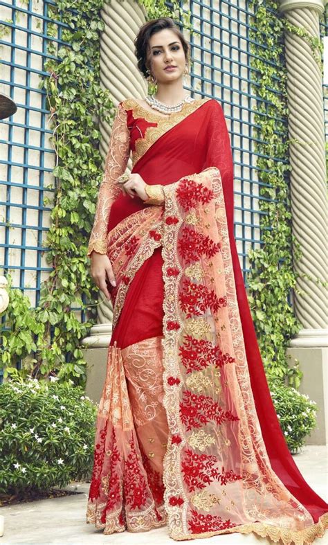 Party Wear Red 3 Color Georgette Saree