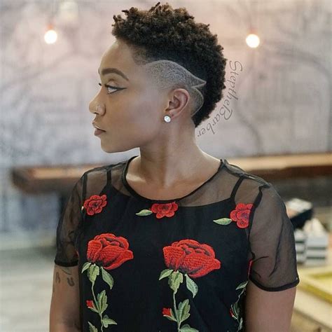 Shaved Sides With Part And Design Natural Hair Styles For Black Women