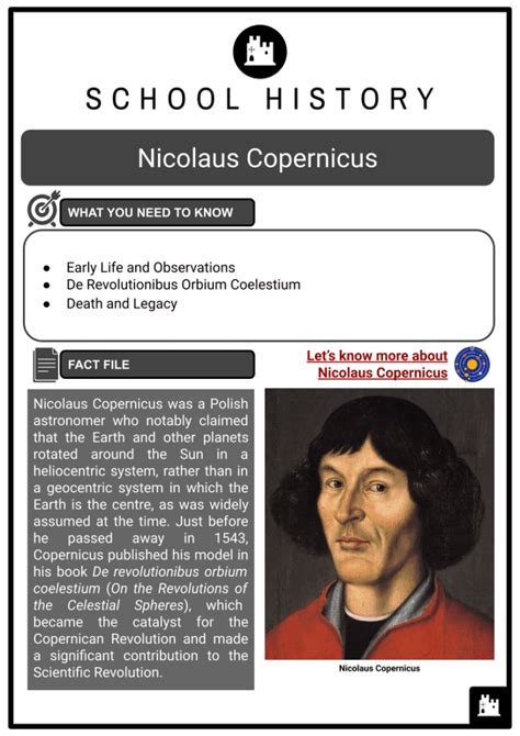 Nicolaus Copernicus Life Legacy Facts And History Worksheets