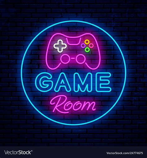 Game Room Neon Sign Design Royalty Free Vector Image