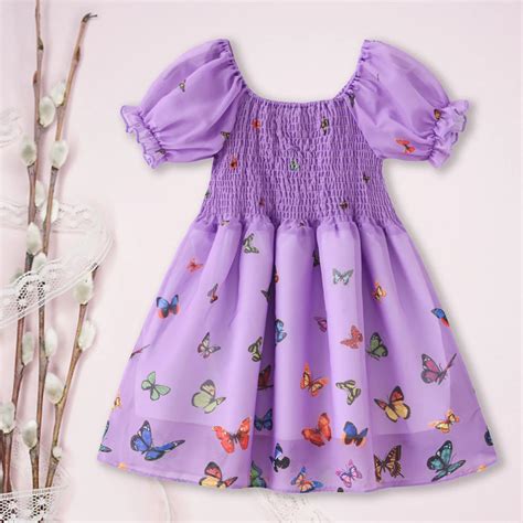 Toddler Kids Baby Girls Princess Dress Girls Summer Dresses Butterfly
