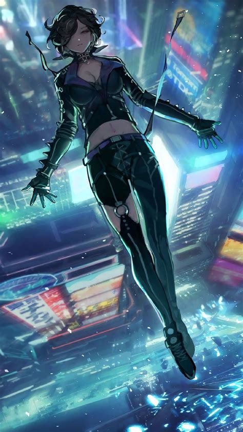 Cyberpunk Girl Night City Buildings 4k Hd Phone Wallpaper Rare Gallery