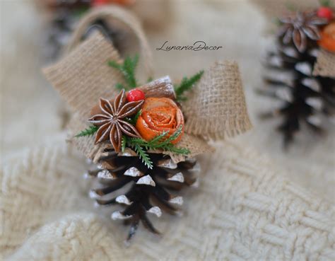SET OF 3 Pinecone Ornaments Hand Made Pinecone Ornaments ...