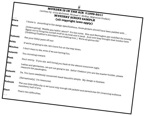 This one of the more complex and intricately plotted games, and we don't recommend it if you're new to this kind of murder mystery party game. Hilaire free murder mystery scripts printable | Mason Website