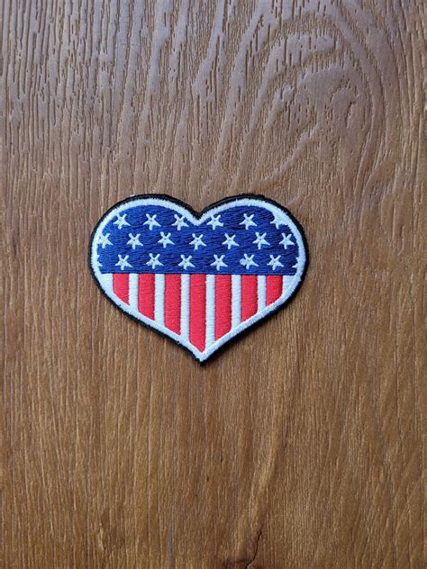 Vintage American Flag Heart Patch Etsy