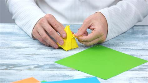 Hands Making Tulip From Paper Stock Image Image Of Craftsmanship