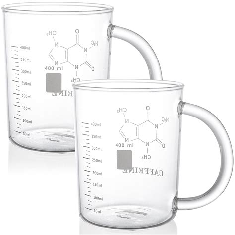 Buy Suwimut 2 Pack Caffeine Beaker Mug Caffeine Molecule Mug 16 Oz Borosilicate Glass Chemistry