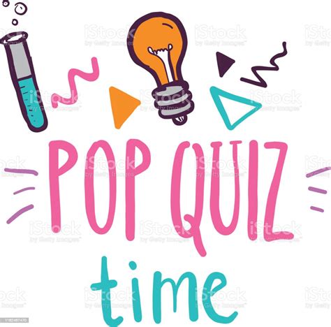 Colorful Pastel Pop Quiz Time Back To School Lettering Design With Hand
