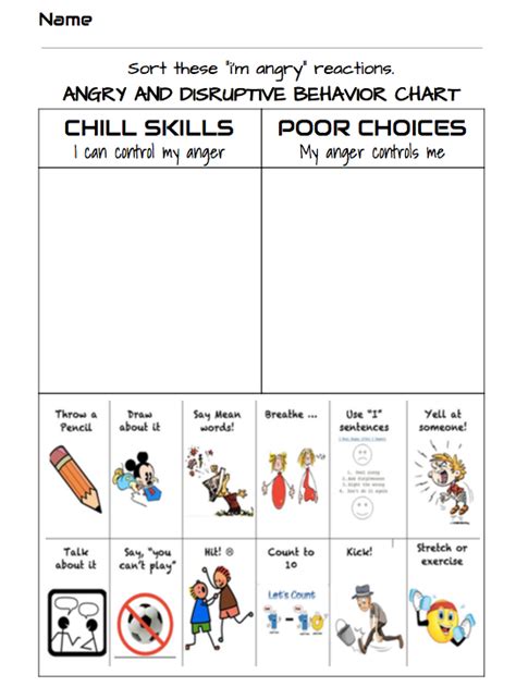 Angry And Disruptive Behavior Management Chart This Is A Great Tool To