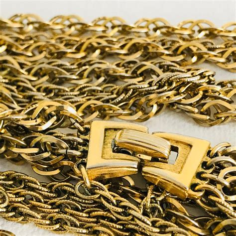 trifari 1950s 4 gold tone necklace long multi chain necklace etsy