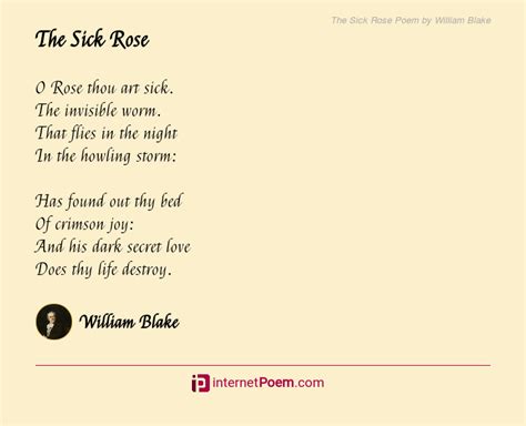 The Sick Rose Poem By William Blake