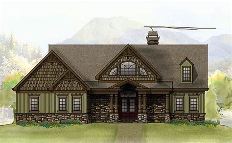 Rustic Mountain House Floor Plan With Walkout Basement Craftsman