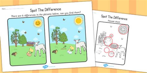 Springtime Spot The Difference Activity Teacher Made