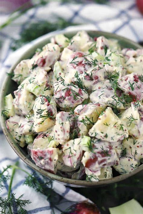 Dill Potato Salad With Mustard Buttermilk Dressing Bowl Of Delicious Recipe Best Potato