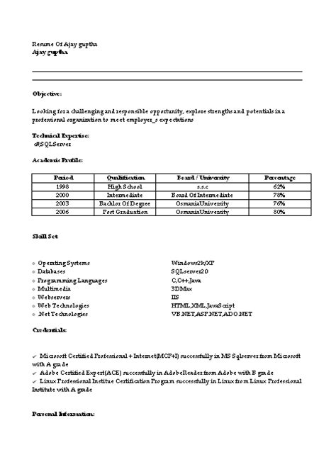 You may check out our 40 page resume format templates for freshers of engineering, mca, mba, bsc computer science degree. Trending Resume Format & Layout for Professional CV