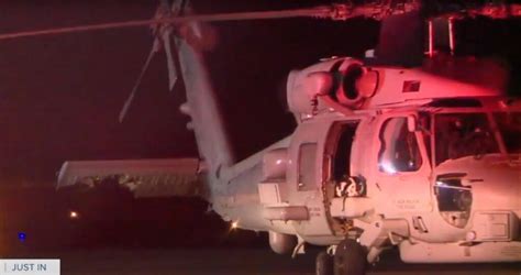 Navy Helicopter Collides With Firefighting Helicopter Both Land Safely