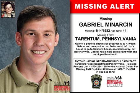 Gabriel Minarcin Age Now 44 Missing 01141982 Missing From