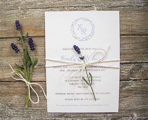 Lavender Wedding Invitation Suite Sample Rustic Weddng Themed