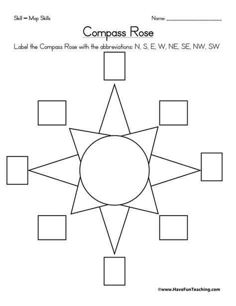 Free Printable Compass Rose Worksheet