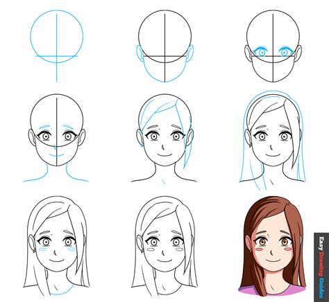 How To Draw A Cute Anime Girls Head And Face Easy Step By Step Tutorial
