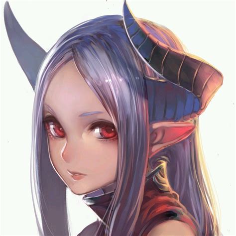 Cute Anime Demon Girl With Light Purple Hair With Light