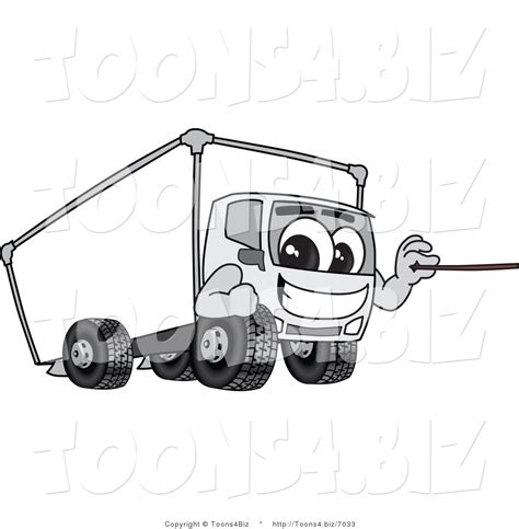 Vector Illustration Of A Cartoon Delivery Truck Mascot Holding A
