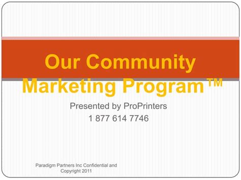 Our Community Marketing Program Ppt 10 7 11 Ppt