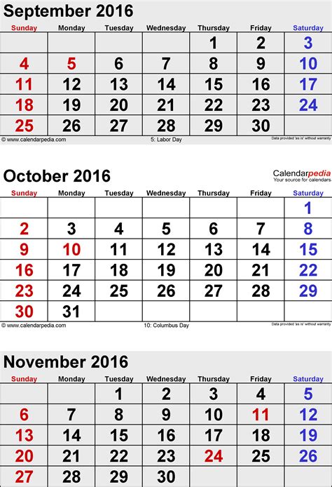 November 2016 Calendar Templates For Word Excel And Pdf