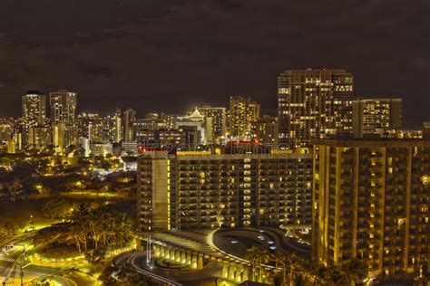 Honolulu Skyline Night Hdr Stock Photo Image Of Star 21937720