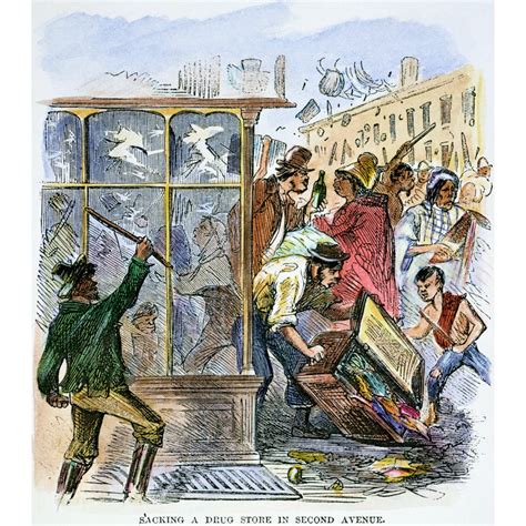 New York Draft Riots 1863 Nthe Mob Sacking A Drug Store On Second