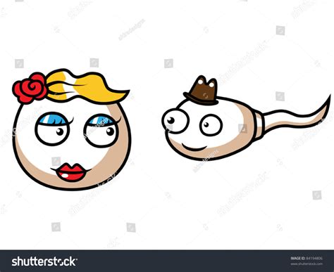Funny Cartoon Sperm And An Egg Representing A Couple Vector Illustration 84194806 Shutterstock