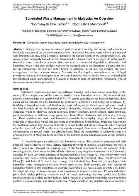 Not suitable for chemical and hazardous substances. (PDF) Scheduled Waste Management in Malaysia: An Overview