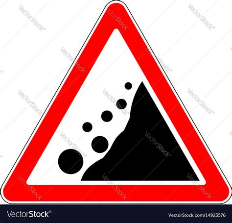 Road Sign Warning Avalanche Rockfall Landslides Vector Image