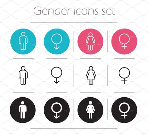 Gender 12 Icons Set Vector Illustrator Graphics ~ Creative Market