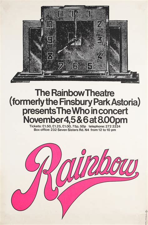 Rainbow Theatre A Group Of Seven Concert Posters Auctions And Price