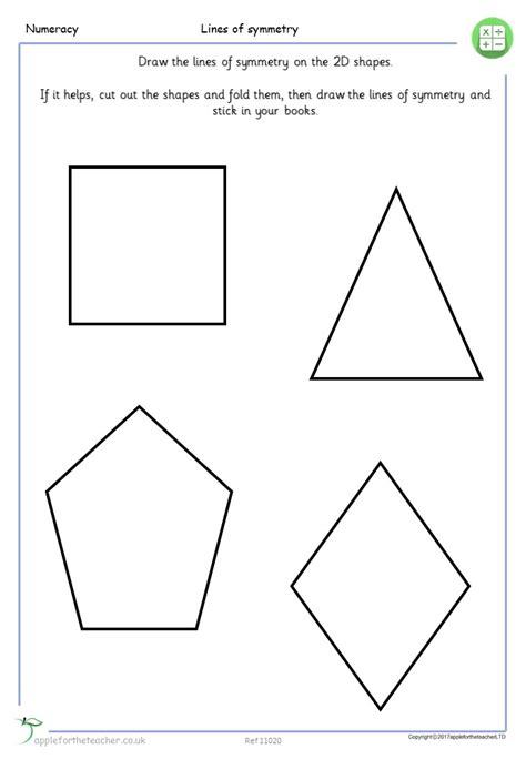 Draw Lines Of Symmetry 2d Shapes Apple For The Teacher Ltd