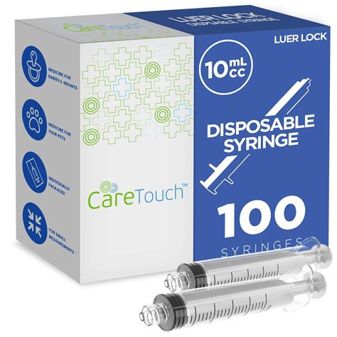 Care Touch 10ml Syringe Only With Luer Lock Tip No Needle Shape