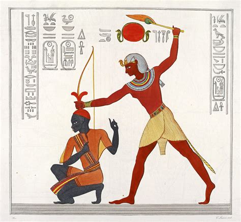 Ramesses Ii Striking An Ethiopian Prisoner Drawing By Giuseppe