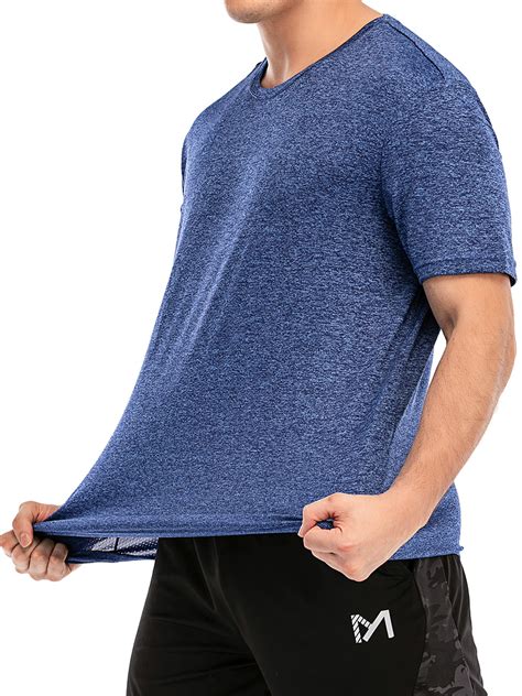 mens active workout shirts quick dry crew neck t shirts athletic running gym workout short